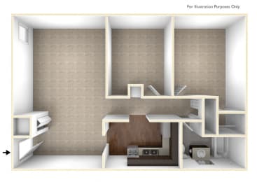 Two Bedroom Apartment Floor Plan  at Berkshire Peak Apartments, Pittsfield, 01201