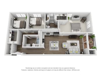 Unit G Floor Plan at Madison Toluca, California, 91601