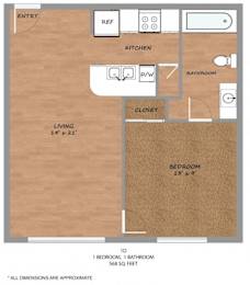1 bed 1 bath D at Hickory Street Lofts Apartments, Texas, 76201