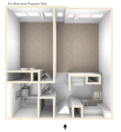 One Bedroom 1 bath Apartment at Baystate Place in Worcester, MA.