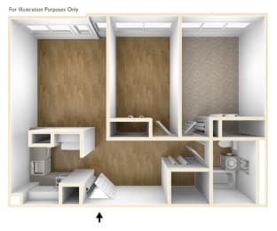 Two Bedroom One Bathroom Apartment at Baystate Place in Worcester, MA.