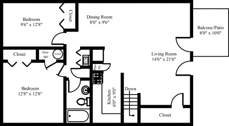 2 Bed 1 Bath Apartment in Mechanicsburg