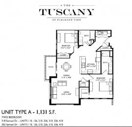 Unit A Floor Plan at The Tuscany on Pleasant View, Madison, WI, 53717