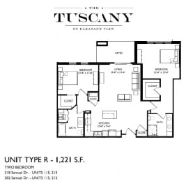 Unit R Floor Plan at The Tuscany on Pleasant View, Madison