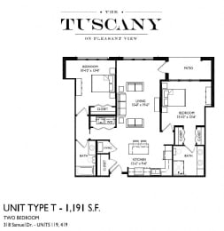 Unit T Floor Plan at The Tuscany on Pleasant View, Wisconsin, 53717