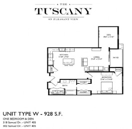 Unit W Floor Plan at The Tuscany on Pleasant View, Madison