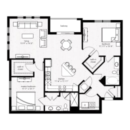 The Cannes floor plan at Crystal Riviyera Apartments