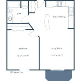 Summit Point Apartments | One Bedroom Floor Plan