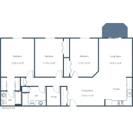 Summit Point Apartments | Three Bedroom Floor Plan