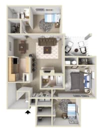 Westover II Floor Plan at Ashton Creek Apartments, PRG Real Estate Management, Chester, VA, 23831