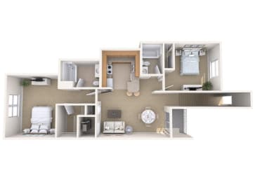  Floor Plan Columbia Woods 2 Bedroom Split (Second Floor)