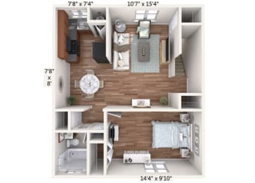 1 Bedroom Upper