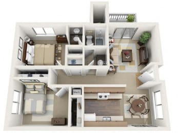 12 bedrooms 2 bathrooms floor plan at VINE BY VINTAGE Apartments, Lompoc, California