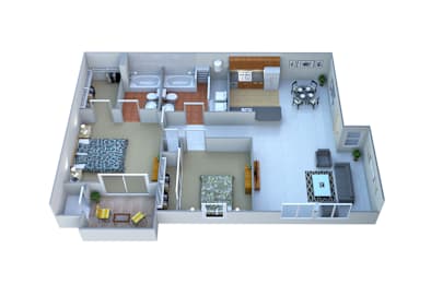 2 Bed Floorplan at San Martin Apartments, Glendale, Arizona