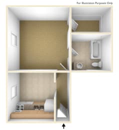 One Bedroom Floor Plan Loring House Apartments