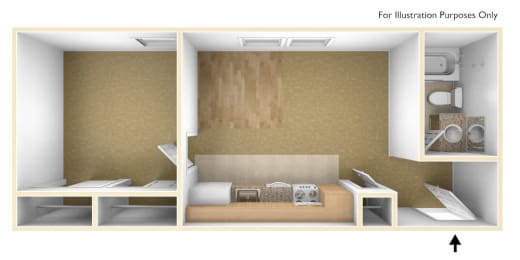 Studio Apartment Floor Plan at Loring House Apartments, Portland, 04102