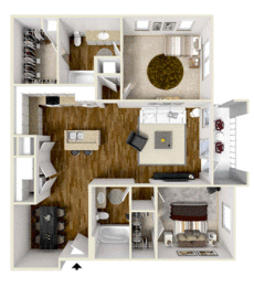 2 bed 2 bath B Floor Plans at Audubon Park Apartment Homes, Louisiana, 70791