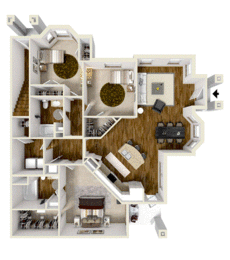 3 bed 2 bath Floor Plans at Audubon Park Apartment Homes, LA