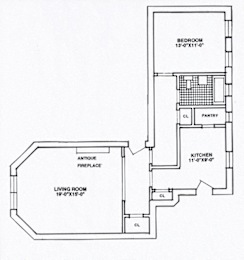  Floor Plan 1 Bedroom - 1 Bathroom