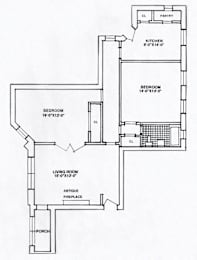  Floor Plan 2 Bedroom - 1 Bathroom
