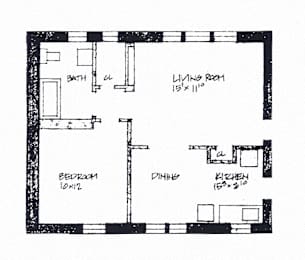  Floor Plan 1 Bedroom - 1 Bathroom