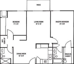 Floor Plan  2 Bedroom, 2 Bath Floorplan at Nicolet Highlands Apartments 55+