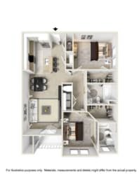 The Shaw Two Bedroom  Floor Plan at West End at Fayetteville in Fayetteville, North Carolina