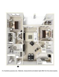 The Carolina Two Bedroom  Floor Plan at West End at Fayetteville in Fayetteville, North Carolina