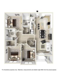 The Campbell Three Bedroom  Floor Plan at West End at Fayetteville in Fayetteville, North Carolina