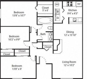 Richland, WA ArborPointe Apartments 3 bedroom 1 bath