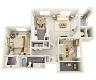 Seurat 1 Bedroom 1 Bathroom 3D Floor Plan near Denver