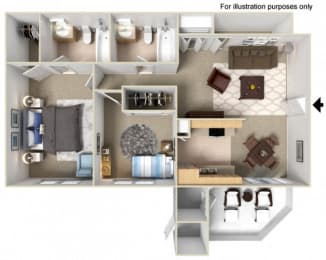 Las Ventanas Apartments 2 Bedroom Apartment Floor Plan