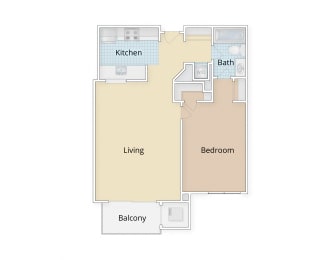 Residences at Rio Apartments Gaithersburg Maryland One Bedroom Floor Plan at Residences at Rio, Maryland, 20878
