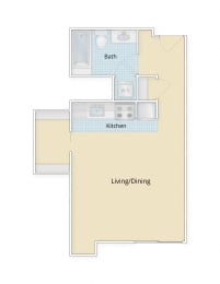 Studio Floor Plan at Residences at Rio, Gaithersburg, MD, 20878