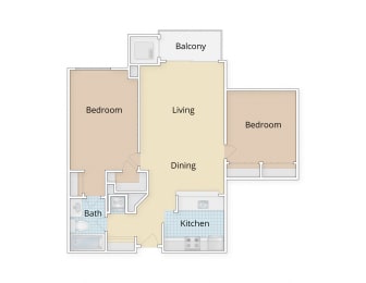 Residences at Rio Apartments Gaithersburg Maryland Two Bedroom Floor Plan at Residences at Rio, Maryland