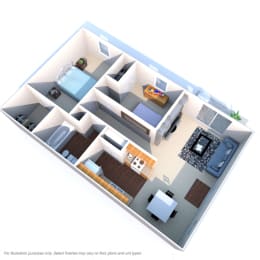 2 Bed Floor Plan at Crown Station Apartments, Amelia, OH