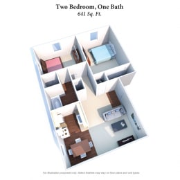 Floor Plan Two Bedroom 1 Bath