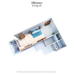 Efficiency 473SqFt Floor Plan at Summit East - A Senior Community, Cincinnati, OH, 45237