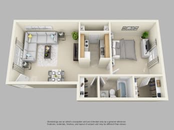 Floor Plan  One Bedroom Floor Plan at Mariners Green Apartments