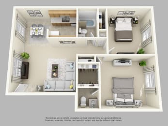 Floor Plan  Two Bedroom  2 Floor Plan at Mariners Green Apartments