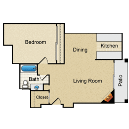  Floor Plan 1BR 1BA - FLOOR PLAN H - 972 HILGARD