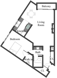 Floor Plan 1BR 1BA - FLOOR PLAN G - 972 HILGARD