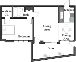  Floor Plan 1BR 1BA - FLOOR PLAN B - 972 HILGARD