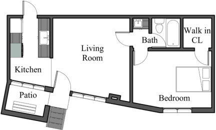  Floor Plan 1BR 1BA - FLOOR PLAN D - 972 HILGARD
