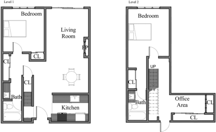  Floor Plan 2BR 2BA LOFT - FLOOR PLAN G - 972 HILGARD