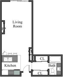  Floor Plan SINGLE 1BA - FLOOR PLAN B - 972 HILGARD