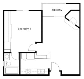 1 bed 1 bath D at Midvale Towers Apartments Westwood, Los Angeles, CA, 90024