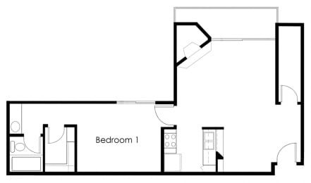 1 bed 1 bath B at Midvale Towers Apartments Westwood, Los Angeles, 90024