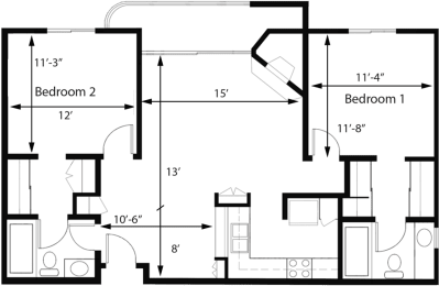 2 bedroom 2 bath at Midvale Towers Apartments Westwood, Los Angeles
