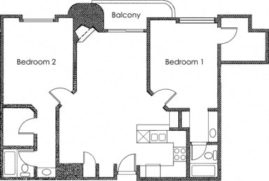 2 bed 2 bath at Midvale Court Apartments Westwood, Los Angeles